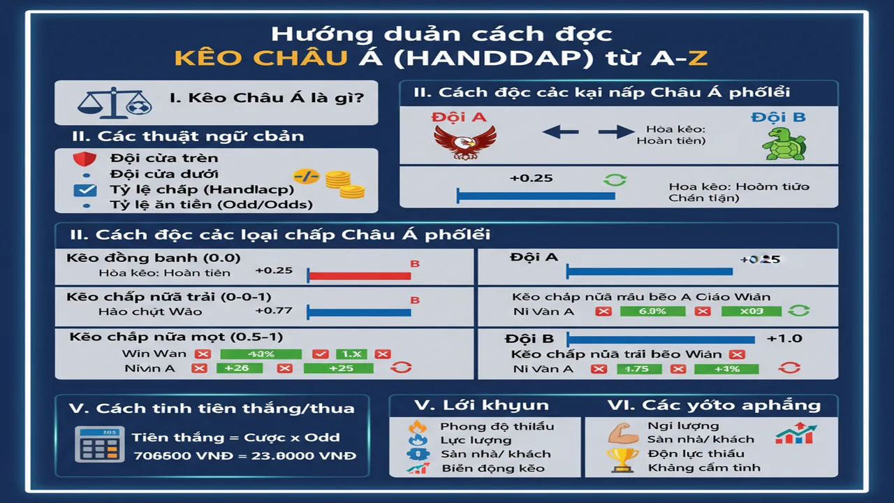 Hướng dẫn cách đọc kèo Châu Á (Handicap) từ A-Z Betvip
